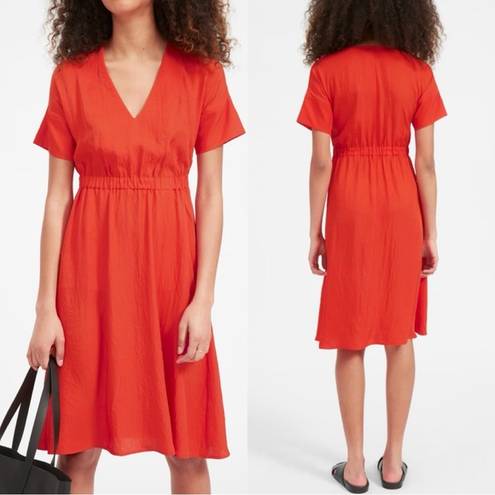 Everlane  The Japanese GoWeave Light V-Neck Dress in Orange Size 8