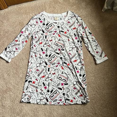 Kate Spade Intimates Cosmetic Print Sleep Shirt    Size Large