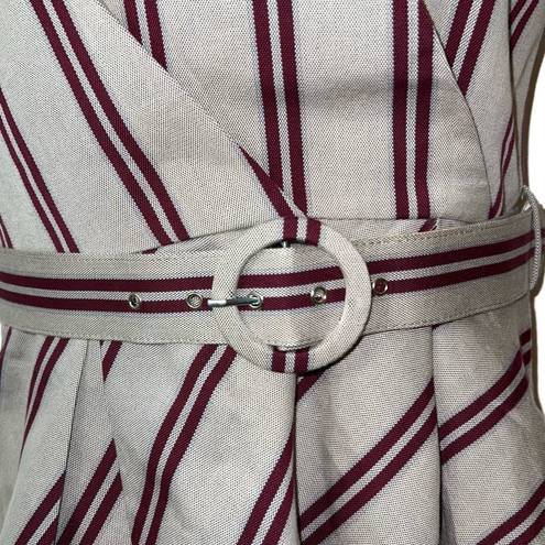 L'Academie   The Chloe Blouse Ivory Derby Stripe Belted NWT Size XS