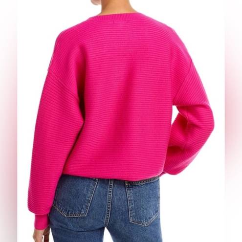 Good American NWT  Ribbed CREWNECK SWEATER FUSCHIA PINK Size S