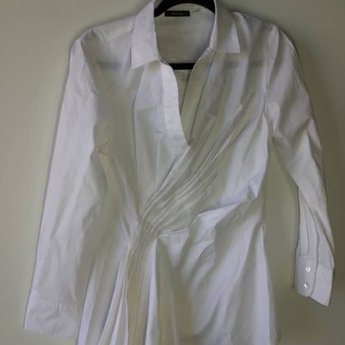 Natori  cotton poplin side drape button doown Blouse White