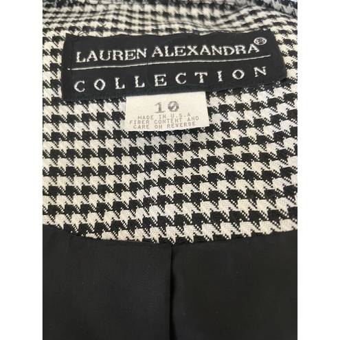 Houndstooth Lauren Alexandra Women Jacket Blazer Collar 3 Button Closure Size 10 