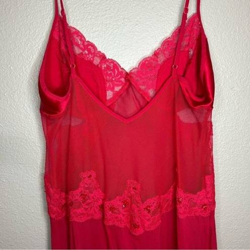 Victoria's Secret Victoria’s Secret red silk lingerie sequin lace slip dress women’s size XS