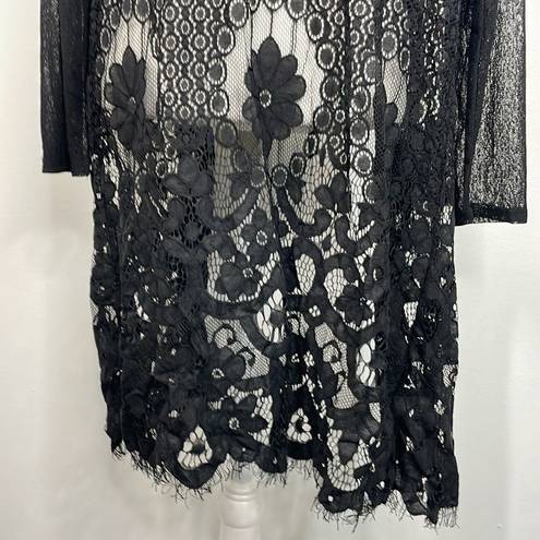 Black Witchy Boho Sheer Lace Long Sleeve Cardigan Duster size M/L Size L