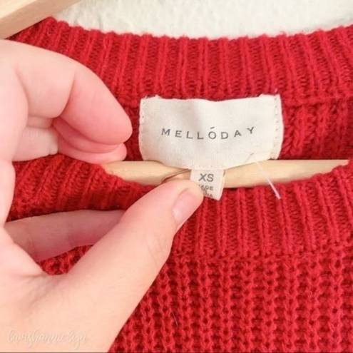 MELLODAY  Red Knit Fall Winter Pocket Oversized Sweater X-Small