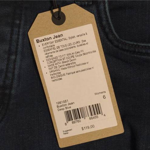 prAna  Buxton Jean Deep Blue Slim Boyfriend Button Fly Organic Cotton 6/28 New