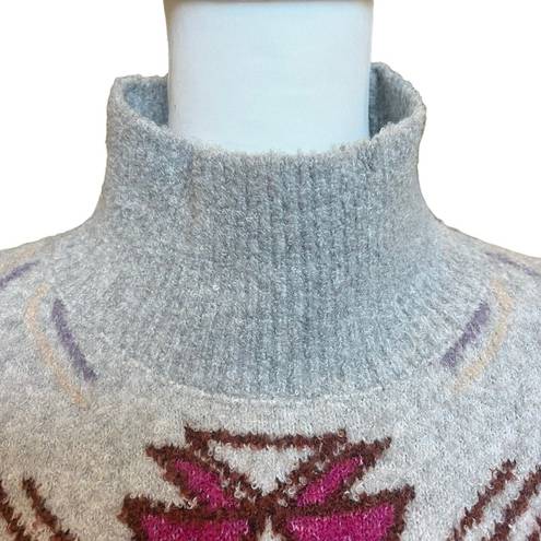 Lou & grey  Mock Neck Fair Isle Tunic Sweater Comfy Cozy Gray Size XS