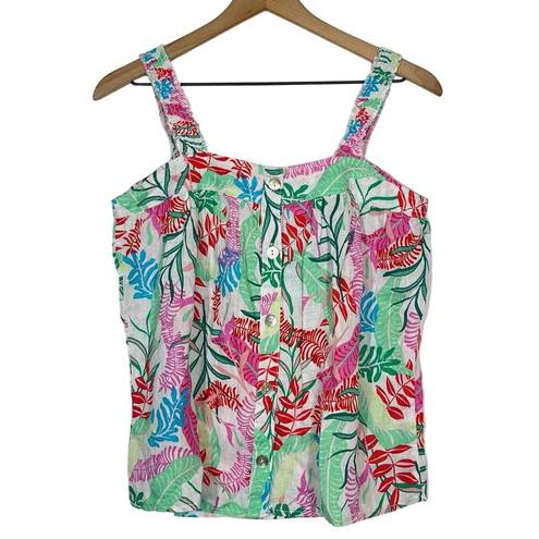 Cynthia Rowley NEW  Tank Top Women's Size XS Linen Floral Tropical Hawaiian