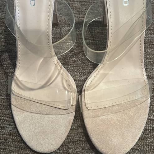 Boohoo  Clear Strap Suede Heels size 8