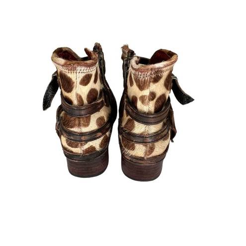 FREEBIRD by Steven Freebird Belfast Leather Leopard Calf Hair Booties Women’s Size 8