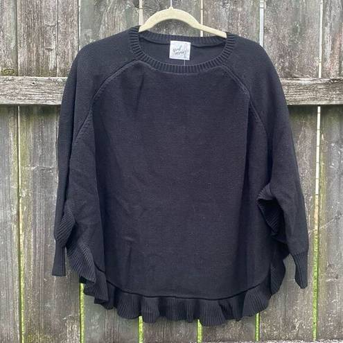 April Marin Black Ruffle Poncho Sweater NWT | OS Size undefined