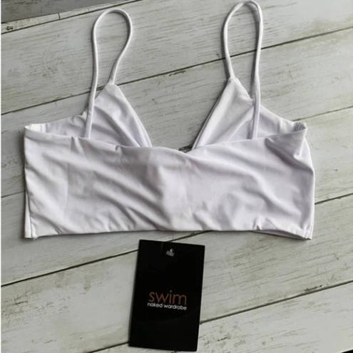 Naked Wardrobe NWT  Swim Knotted Bikini Top in White