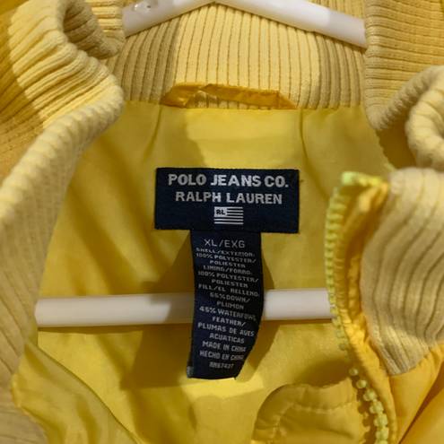 Polo Yellow Y2K Early 2000s  Ralph Lauren Embroidered Puffer Coat Jacket