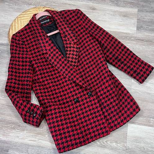 Houndstooth Vintage red & black  double breasted blazer jacket