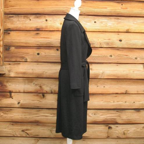 St. John  Caviar Black Knit Wool Blend Belted Coat