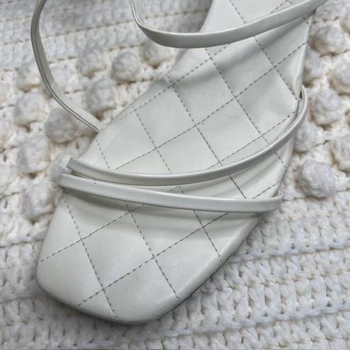 Marc Fisher  Women's 11 Hamora Strappy Quilted Heeled Sandal Shoes Ivory Square