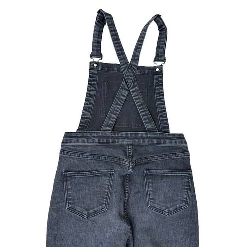 Brandy Melville  Uma Slim Fit Cross Strap Overalls Washed Denim Black Size M