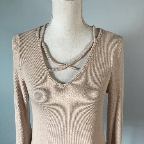 Lost + Wander  | Beige V-neck Bell Sleeve Top