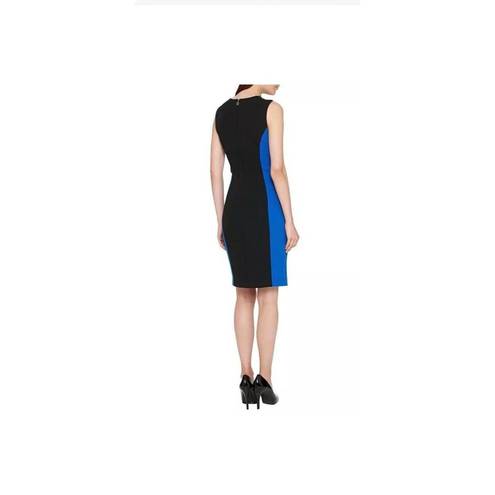 Tommy Hilfiger  Dress Size 8 Blue Black Color Block Sheath Crepe Scuba Stretch