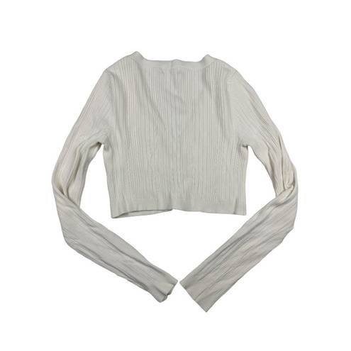 Lovers + Friends  Ribbed Crop V Neck Cardigan in Ivory