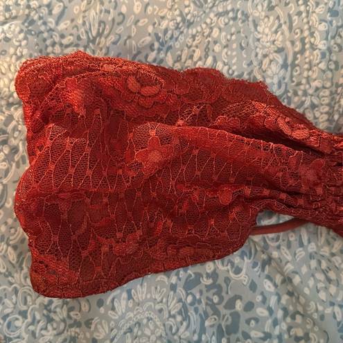 Free People  Strappy Back Lace Bandeau Bra Red Clay Great Condition Size Large