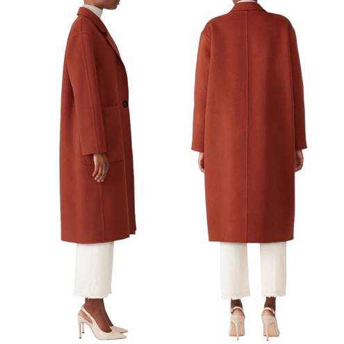 Becken Sienna Long Lapel Felted Wool Oversized Coat Rust Terracotta Red