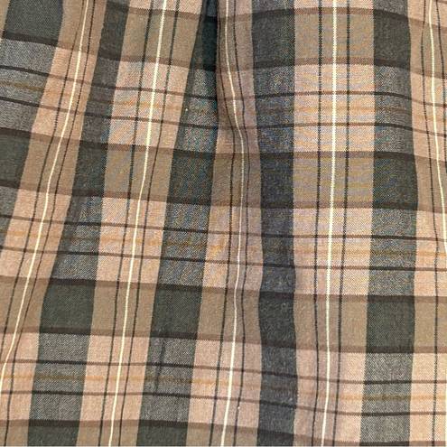 Bermuda Vintage Bogner Plaid Pleated Roll Cuff Mom  High Rise Shorts Tan