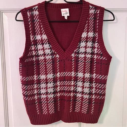 belle du jour Juniors Sleeveless Plaid Sweater Vest