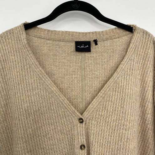 Out From Under  Urban Outfitters Top Tan Waffle Knit Button Detail Womens Small