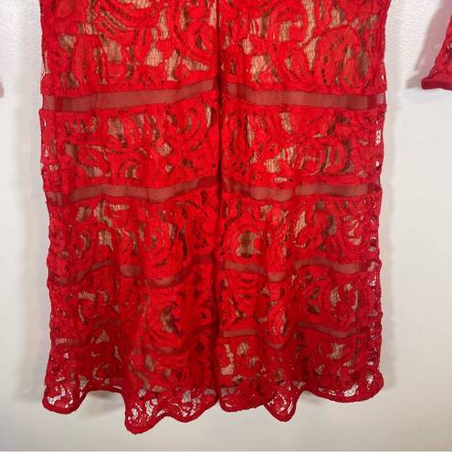 Ruby ERIN Erin Fetherston Lace 3/4 Sleeve Dress,  Red Ling Sleeve Size 0