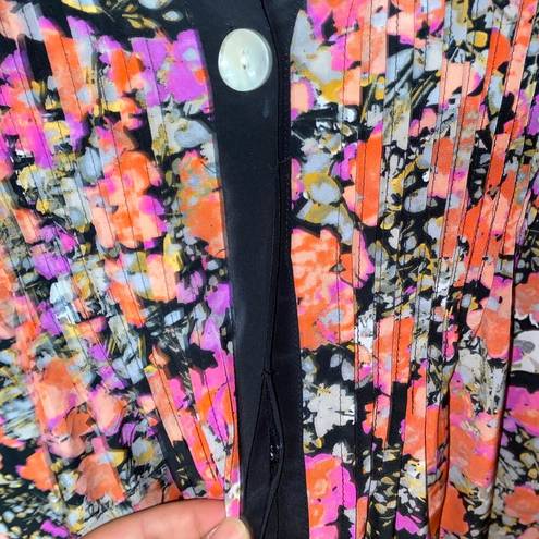 Style & Co  Black Floral 3/4 Sleeve Button Down Top Women's Size Medium