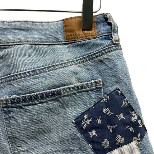 American Eagle  Patchwork Distressed Rolled Cuff Denim Shorts 8