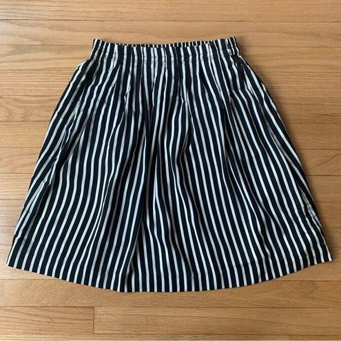 J.Crew  Mercantile High Waisted Black and White Striped Pleated Skirt Size 0