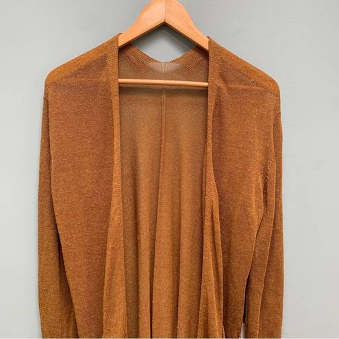 The Row  Long Open Front Cardigan Duster in Brown Linen Blend S / M