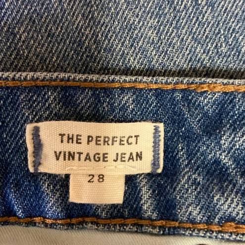 Madewell  Blue The Perfect Vintage Tapered Rip Knee High Rise Crop Denim Jeans 28