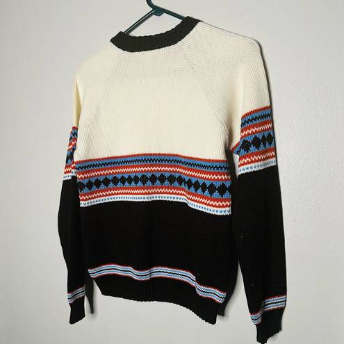 Black Diamond Vintage Jump Ahead White  Design Crewneck 80s Sweater Size Small