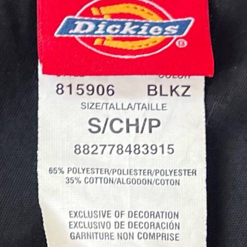 Dickies  womens faux wrap v neck black scrub top pockets stretch short sleeve s