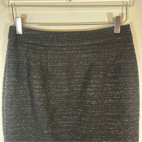 Trina Turk Nordstrom  Black Metallic Silver High Rise Pencil Skirt Size 6