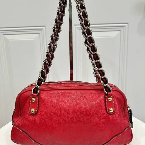 Gucci  Cruise Red Leather Chain Shoulder Bag