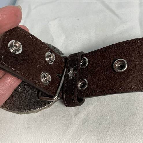 3" Stone Marble Removable Buckle Brown Suede Leather Belt