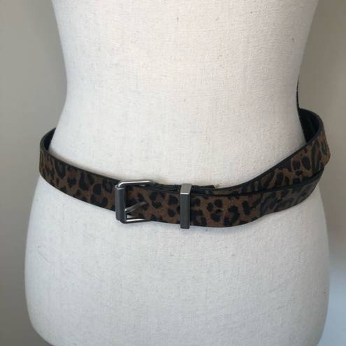 All Saints Karin Leopard Leather Buckle Belt