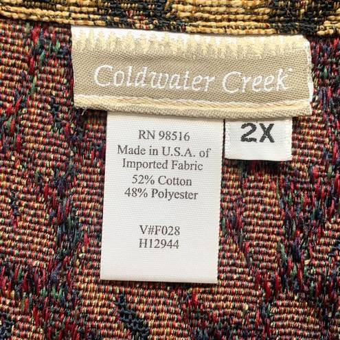 Coldwater Creek Vintage  Vest Tan Brown Leopard Animal Print Button Front Plus 2X