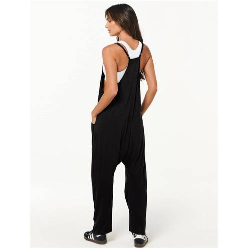 NEW Loose Jumpsuit V Neck Harem Long Pants Pockets 2X Black Size XXL