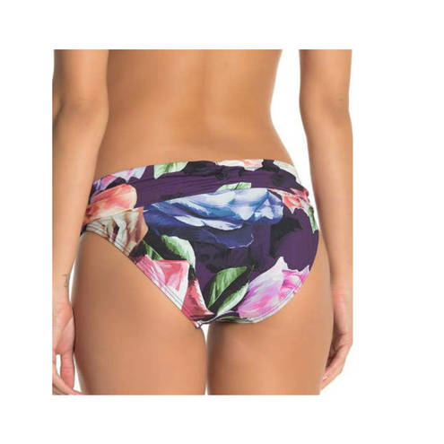 La Blanca  PLUM Bloomfield Shirred Band Hipster Bikini Swim Bottom 16 NWT