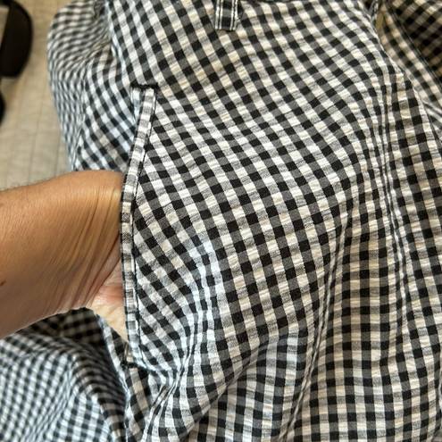 Liz Wear Vtg  gingham black/white button down cotton maxi HR cottage skirt 8