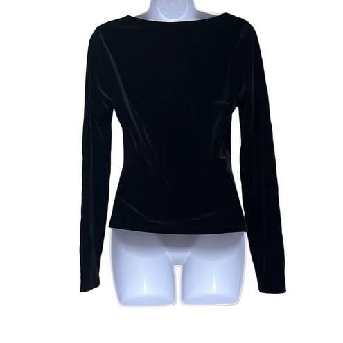 n:philanthropy n philanthropy Womens Medium Square Neck Top Black Velvet Armida Long Sleeve NWT