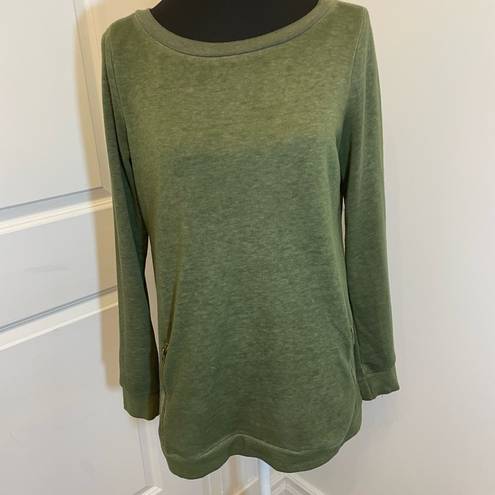 Cyrus  Green Sweatshirt Zippered Pockets Long Length Tunic