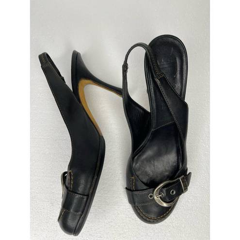  Christian Dior women’s black leather slingback pumps size 38