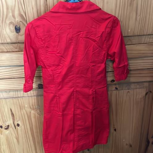 GUESS  JEANS Red Half-Sleeve Shirt Dress Size Small