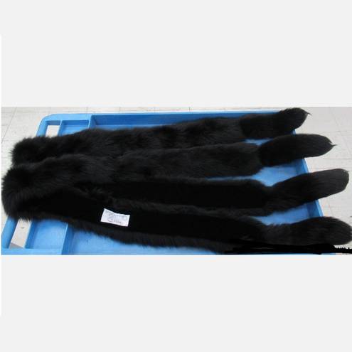 Oscar de la Renta RARE  Full Length Black Fur Runway Stole Wrap Scarf, Six Tails